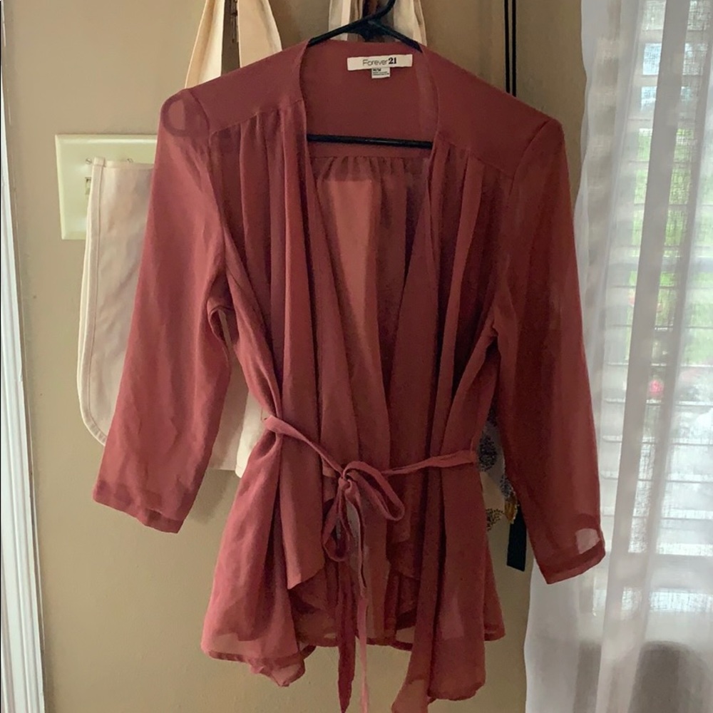 Sheer cardigan with tie
